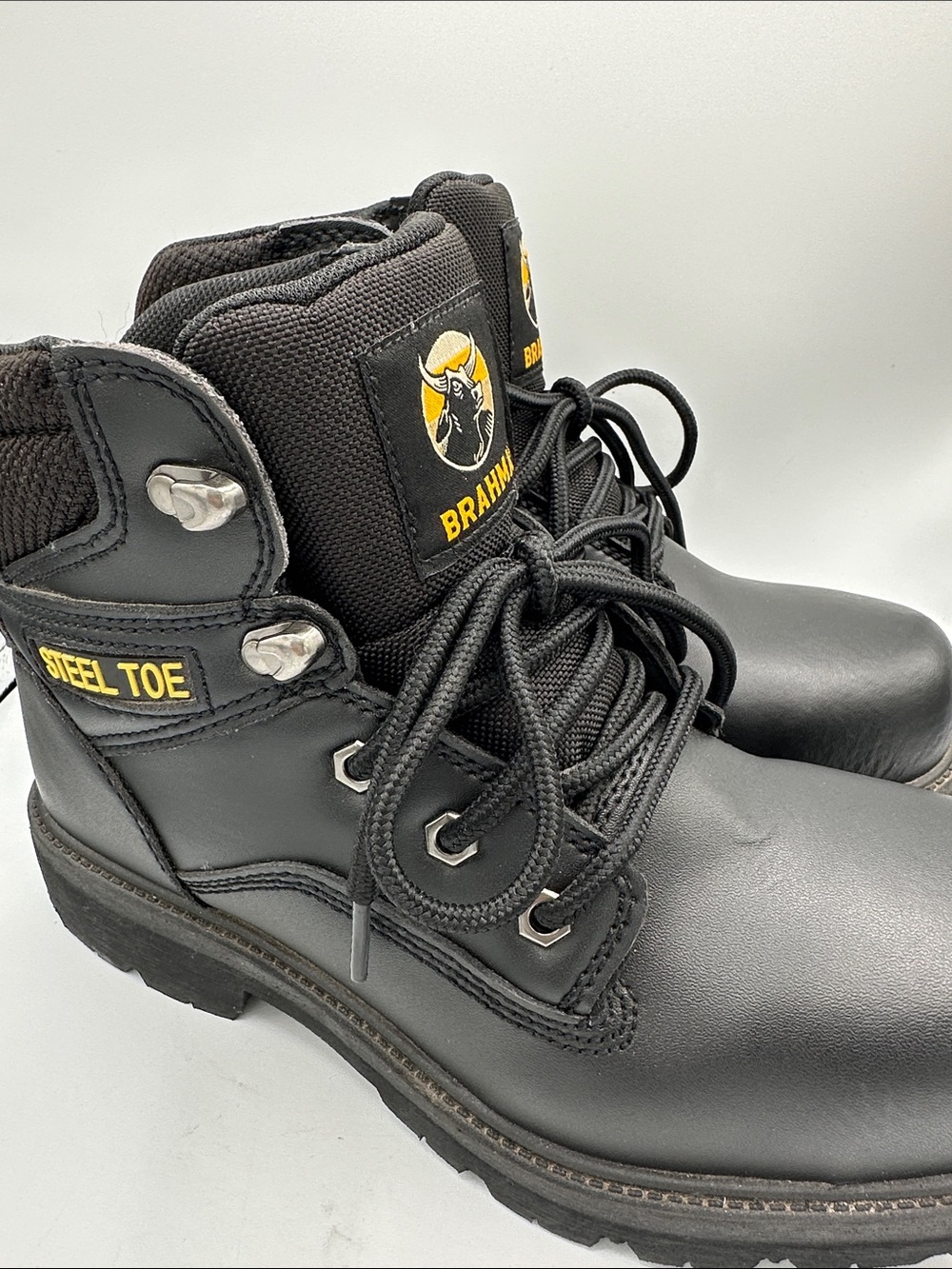 Brahma men's Gus black steel toe work boots, size 7W - Picture 10 of 11